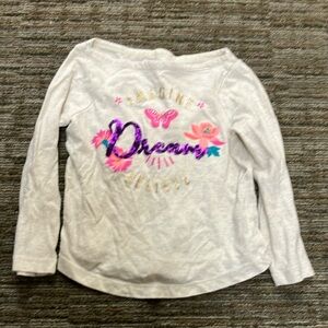 Crazy 8 White and Pink Long Sleeve Tee with Graphic Design